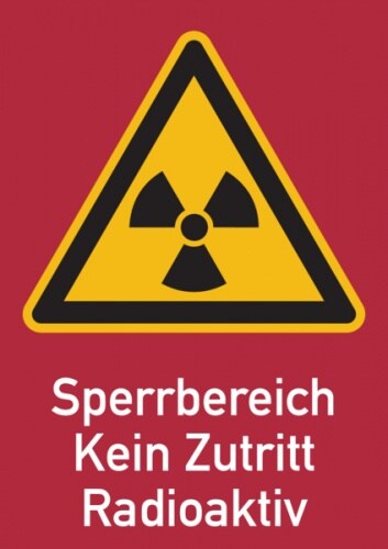 König Werbeanlagen Warnschild Strahlenschutz Sperrbereich - Kein Zutritt - Radioaktiv (WS 160) - 148x210 mm Folie selbstklebend Image