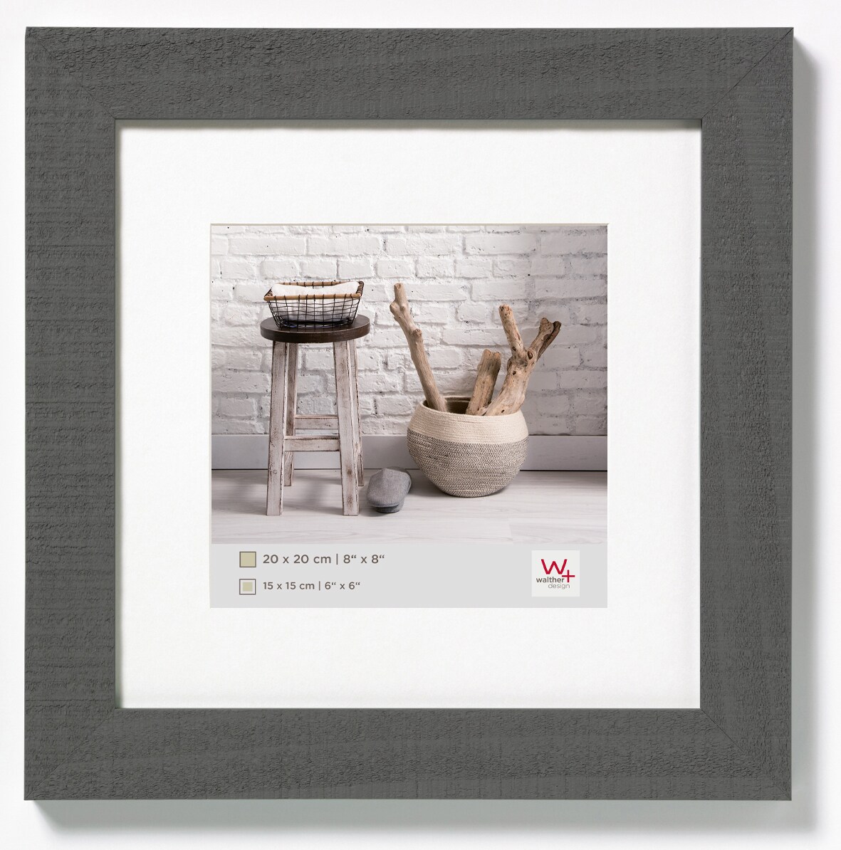 walther + design Home Holz Bilderrahmen 20x20 cm GRAU Image