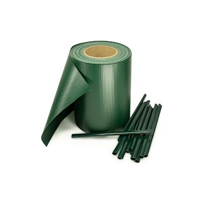 Sichtschutzstreifen inkl. 30 Befestigungsclips Sichtschutzstreifen Zaunblende 35 m Rolle 19 cm PVC Zaunfolie Windschutz Doppelstabmatten Grün 35m Image