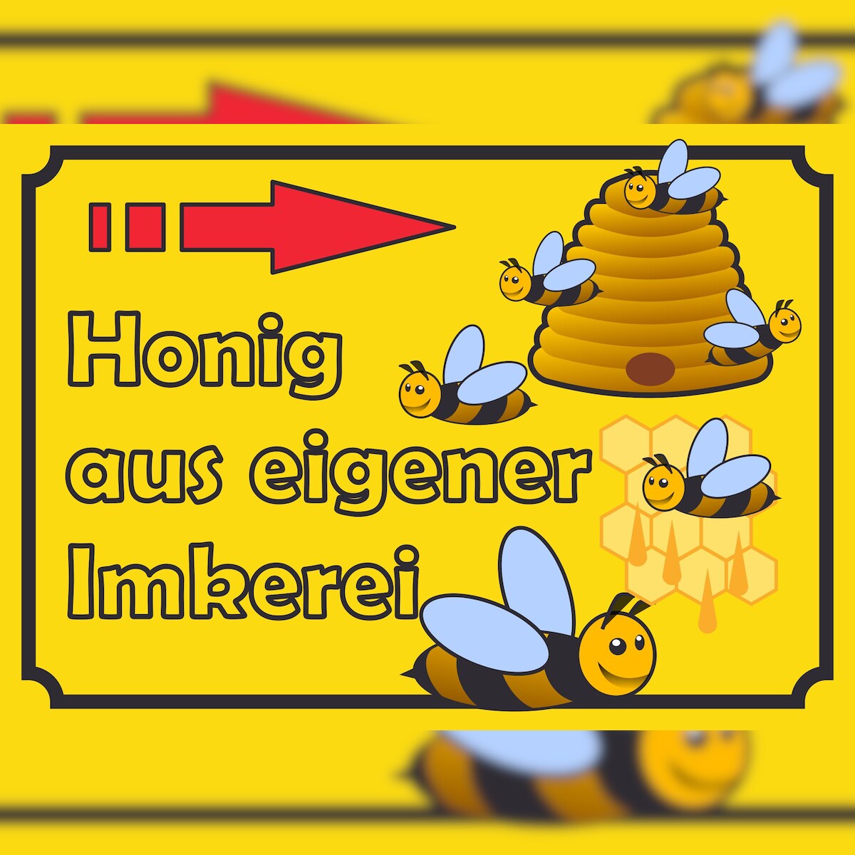 HB-Druck Verkaufsschild Schild Honig rechts A5 Rückseite selbstklebend Image