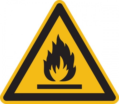 König Werbeanlagen Warnschild, Warnung vor feuergefährlichen Stoffen W021 - ASR A1.3 (DIN EN ISO 7010) - 100 mm Folie selbstklebend Image