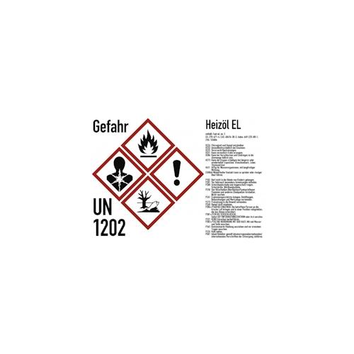 Gefahrstoffkennzeichnung Heizöl nach GHS, Folie, 148×105 mm, Idx 2019