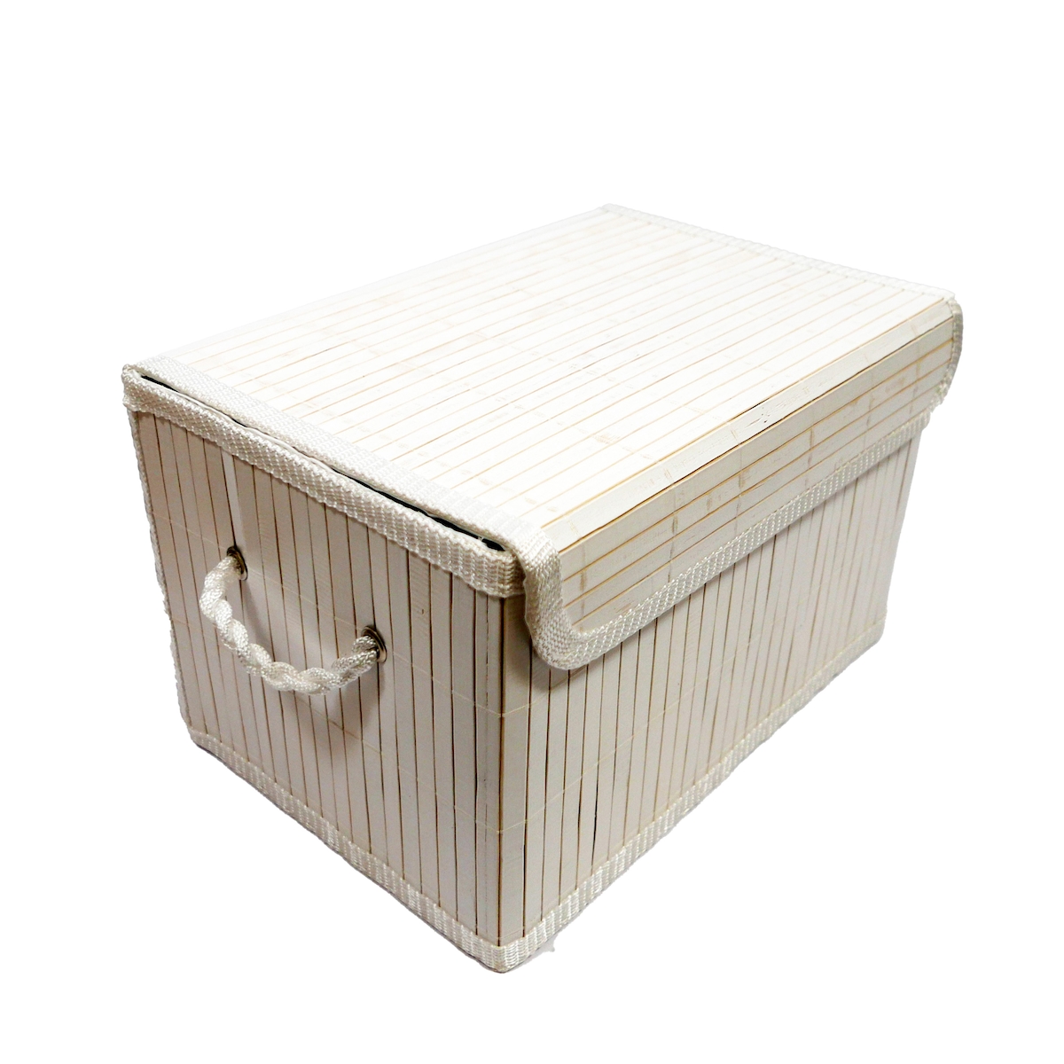 Bambus Kiste Regalkorb Box Schachtel Kästchen weiß H 22 x B 26 x L 36 cm Image