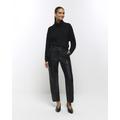River Island Womens Black Faux Leather Straight Leg Trousers