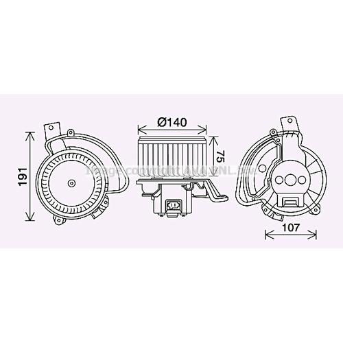 AVA QUALITY COOLING Innenraumgebläse Ø140mm 140mm für ALFA ROMEO 77365145 AL8154