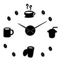 xinxin Wall Clock Frameless Coffee Signs 3D Diy Wall Art Clock Classic Coffee Bean Mute Acrylic Mirror Sticker Cafes Coffee Shop Decor Clock Watch