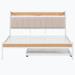 Home Decor Modern Design Metal Platform Bed Frame w/ Upholste Headboard_2 Metal in White | 38.89 H x 87.09 W x 62.16 D in | Wayfair DAGEMF302435AAK