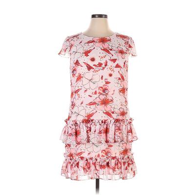 Cocktail Dress - DropWaist Crew Neck Short sleeves: White Floral Dresses - Women's Size 14