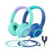 2 Pack iClever HS22 Kids Headphones with Microphone - 94dB Safe Volume Limited - Wired Headphones for Kids Teens with Sharing Splitter Tangle-Free Foldable Stereo Headset for School/Tablet/Travel