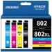 802 Ink Cartridge for Epson 802XL 802 XL Ink for Epson Workforce Pro WF-4740 WF-4730 WF-4720 WF-4734 (Black Cyan Magenta Yellow 4-Pack)