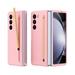 TECH CIRCLE for Samsung Galaxy Z Fold 5 5G Case Built-in Screen Protector Luxury Drop Shockproof Full Body Protective Case with Pen Holder / Stylus Pen for Samsung Galaxy Z Fold 5 7.6 2023 Pink