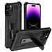 Military Grade Hybrid Case with Kickstand for iPhone 15 Pro - Black