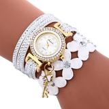 Fall savings Up to 50% off Fashion Chimes Diamond Leather Bracelet Lady Womans Wrist Watch Gifts for Family on Clearance Christmas Gift