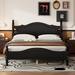 Retro Style Queen Size Wood Platform Bed with Wooden Slat