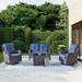 Patio Loveseat Sofa Swivel Chair with Fire Pit Table