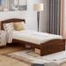 Solid Wood Platform Bed with Headboard, Twin Size Platform Bed Frame with Storage Drawer & Wood Slat Support