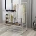 Garment Rack Freestanding Hanger with Double Rods Clothing Rack Shoe Storage Shelf Coat Hanger for Bedroom Entrance