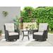 Pocassy 3-Piece Outdoor Swivel Bistro Set, Wicker Rocking Chairs