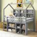 Twin Size House Loft Bed with Multiple Storage Shelves