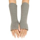 Tooayk Workout Gloves Women Autumn and Winter Solid Color Multicolor Wool Long Striped Knit Half Finger Gloves Work Gloves Fingerless Gloves Gy1