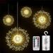 Firework Lights 200 LED Copper Wire Starburst Light 8 Modes Battery Operated Fairy Star Sphere Lights with Remote Warm White Hanging Ceiling Decorations for Bedroom Christmas Party 2 Pack