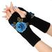 Tooayk Workout Gloves Ladies Warm Knit Fingerless Gloves Convertible Mittens Fashion Flowers Work Gloves Fingerless Gloves Blue