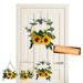 Teissuly Artificial Lower Wall Decoration Metal Wreath Sunflower Iron Wall Decoration