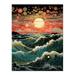 The Great Wave Off Wonder Abstract Seascape Storm On Pink Moonlit Bubble Sky Large Wall Art Poster Print Thick Paper 18X24 Inch