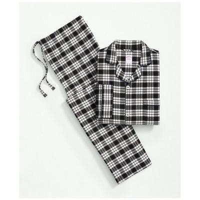 Brooks Brothers Men's Cotton Flannel Tartan Pajamas | White/Black | Size 2XL