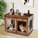 Dog Crate Furniture Wooden Dog Crate Table 2 Rooms Dog Kennel Pet House Cage Flip Top 39.37â€�Wx25.2â€�Dx28.94â€�H