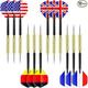 Ohuhu Steel Tip Darts Professional Metal Darts with National Flag Flights (4 Styles) - Dart Metal Tip Set 12 Pcs Metal Dart Darts for Dartboard with 3 Free PVC Dart Rods