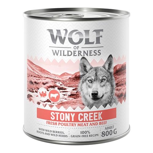 6 x 800 g Stony Creek Geflügel mit Rind Wolf of Wilderness getreidefreies Hundefutter nass