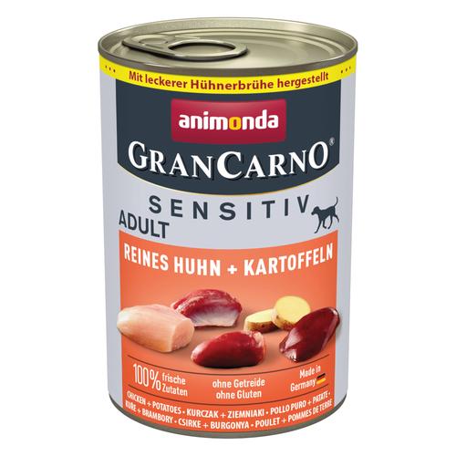 Sparpaket: 24x400g animonda GranCarno Adult Sensitive Reines Huhn & Kartoffeln Hundefutter nass