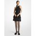 Michael Kors Pinstripe Sequined Georgette Halter Dress Black 2