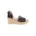 Franco Sarto Wedges: Espadrille Platform Casual Black Print Shoes - Women's Size 6 1/2 - Open Toe