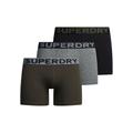 Boxershorts SUPERDRY "BOXER TRIPLE PACK" Gr. XXL, 3 St., bunt (asphalt grit, winter kahki black) Herren Unterhosen Boxershorts