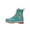 Schnürboots DOGO "Longe Boots Schnürstiefel It Wasn't Me Damen Stiefeletten", Damen, Gr. 38, Normalschaft, grün (grün, beige), Lederimitat, Schuhe, Handgefertigt