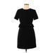 Club Monaco Casual Dress - Mini Crew Neck Short sleeves: Black Print Dresses - Women's Size 4