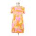 Olivaceous Casual Dress - Mini Crew Neck Short sleeves: Yellow Dresses - Women's Size Medium