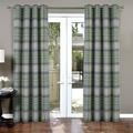 always4u 100% Blackout Curtains Check Eyelet Curtain Bedroom Tartan Curtains Plaid Brushed Cheque Pair of Highland Woolen Look Window Treatment for Living Room Green 66 * 72 Inches