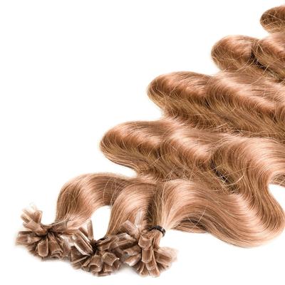 hair2heart - Bonding Extensions Premium Echthaar #8/01 Hellblond Natur-Asch 0,8g Haarextensions 25 ct Hellbraun Damen