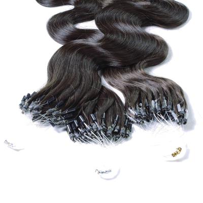 hair2heart Microring Extensions Echthaar #4/0 Mittelbraun 1g 50cm Schwarz Damen