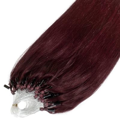 hair2heart Microring Extensions Premium Echthaar #55/66 Hellbraun Intensiv Violett-Intensiv 0,8g 50cm Schwarz Damen