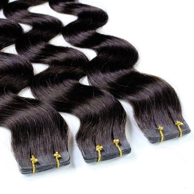 hair2heart - Tape Extensions Echthaar #5/0 Hellbraun Haarextensions 10 ct Schwarz Damen