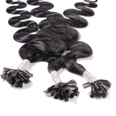 hair2heart - Bonding Extensions Echthaar #4/0 Mittelbraun 0.5g Haarextensions Schwarz Damen