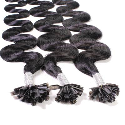 hair2heart Bonding Extensions Echthaar #4/0 Mittelbraun 0.5g 60cm Schwarz Damen
