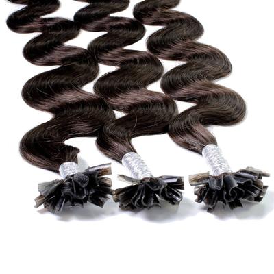 hair2heart Bonding Extensions Echthaar #5/0 Hellbraun 0.5g 50cm Schwarz Damen