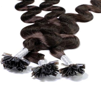 hair2heart - Bonding Extensions Echthaar #5/0 Hellbraun 0.5g Haarextensions 25 ct Schwarz Damen