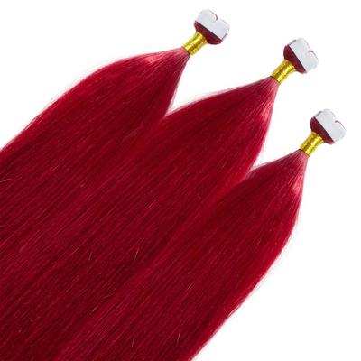 hair2heart Mini Tape Extensions Premium Echthaar #0/44 Rot-Intensiv 60cm Pink Damen