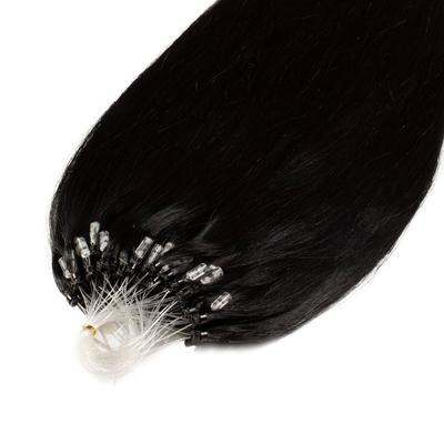 hair2heart - Microring Extensions Premium Echthaar #2/0 Schwarz 1g Haarextensions 25 ct Schwarz Damen